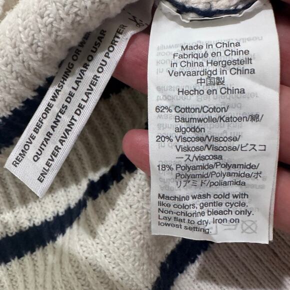 Madewell Nautical Stripe Oversized Pocket Pullover Sweater White Navy, size S - Picture 4 of 8